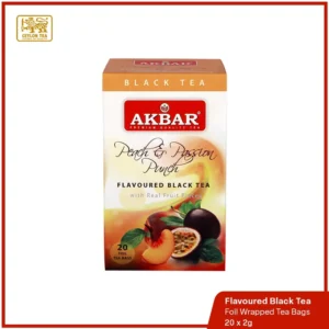 Peach Passion Flavoured Black Tea, a refined blend infused with natural fruit pieces and high-grown BOPF leaves.