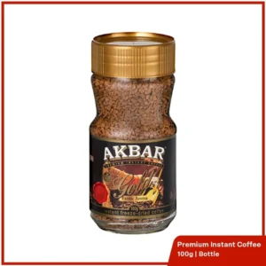 Akbar Premium Instant Coffee is a blend of specially selected high grown Brazilian Arabica coffee beans.