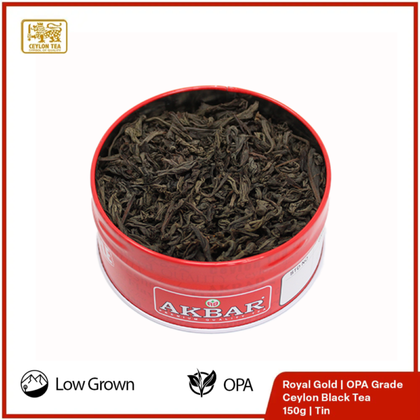 Akbar Royal Gold Big Leaf Tea – 150g Tin - Image 2